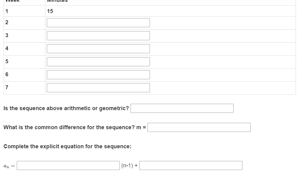 7 % Quiz: Arithmetic and Geometric Sequence Find the 53rd term for