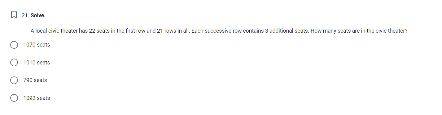 (D) d=4;51=3,5,=7,53=10,5,=13 (O d=351=7,5,=10,53=13,54=16 (O d=451=7,5,=10,53=13,5,=16 D 5. Solve the problem. From