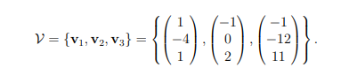  V = {VI, V2, V3) = " ) -12 11