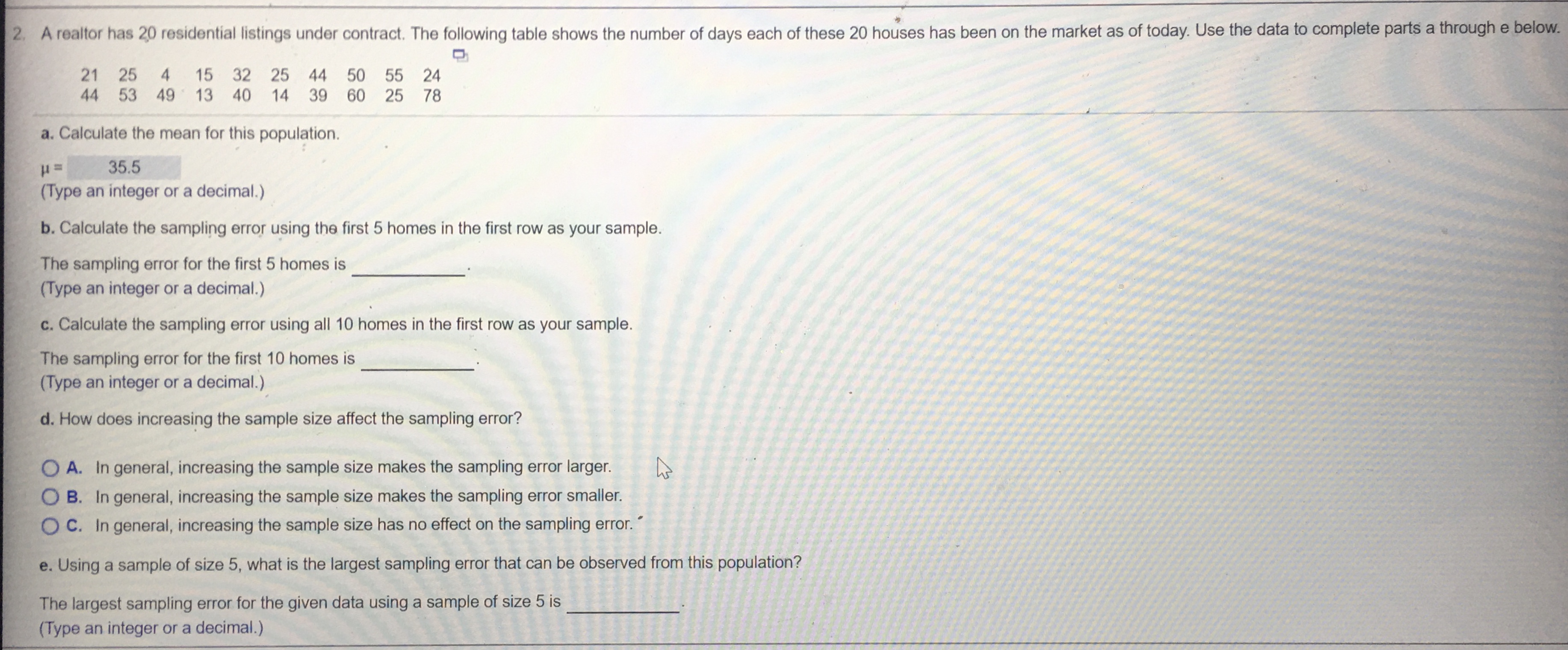 35 b) 70 c) 105 a) op = (Round to four decimal