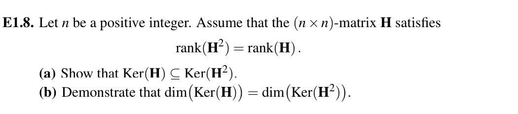  E1.8. Let n be a positive integer. Assume that the (n