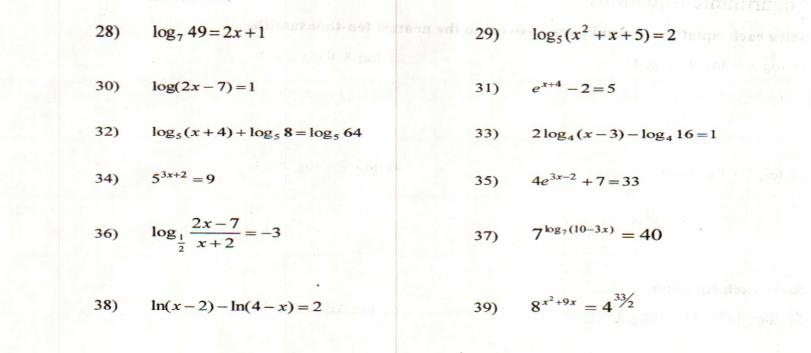 8 + log x = 1 3) log 3 + log x