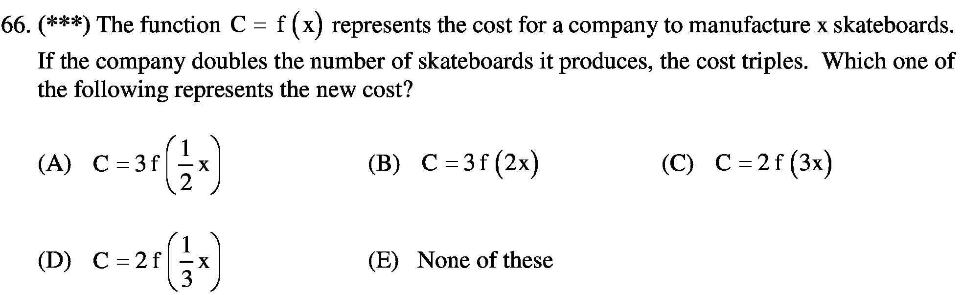  66. (***) The function C : f (X) represents the cost