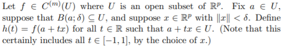 derivative occurs, that the Taylor polynomial of degree m - 1 can