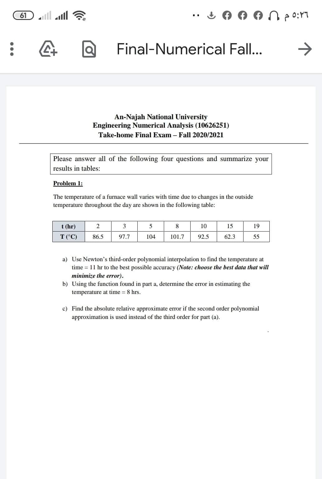 numerical analysis 61 all alll . . . Final-Numerical Fall... An-Najah National