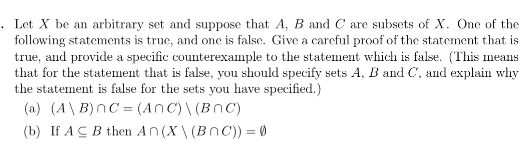 Discrete math . Let X be an arbitrary set and suppose that