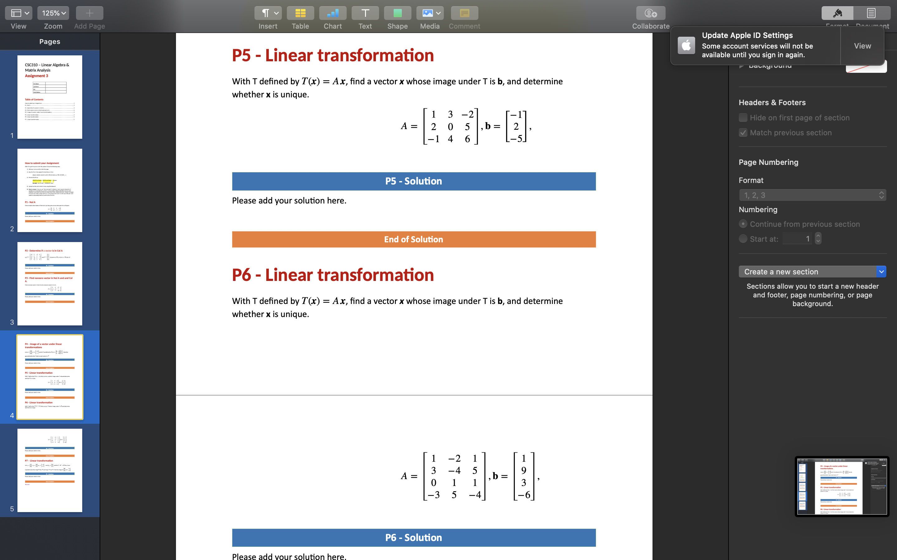 again. CSC310 - Linear Algebra & P1 - Nul A Matrix Analysis
