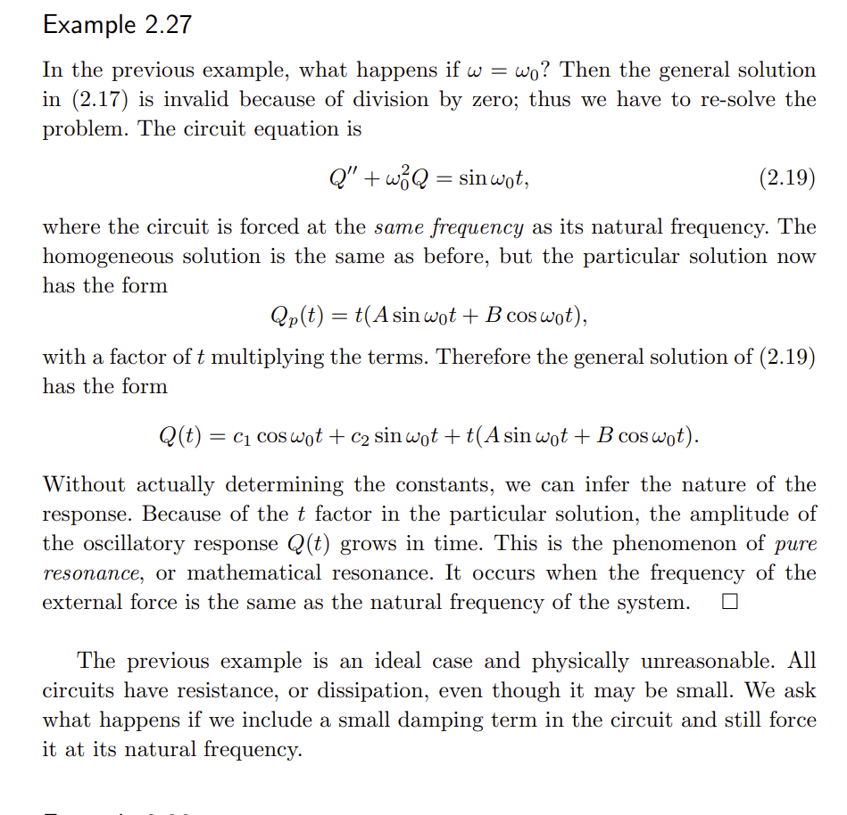 Example 2.27 if the initial conditions are 62(0) 2 Q'(0) : 0