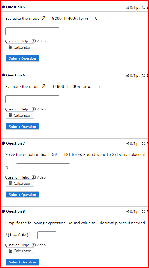 the % symbol Question Help: )Video Calculator Submit Question Question 3 Evaluate