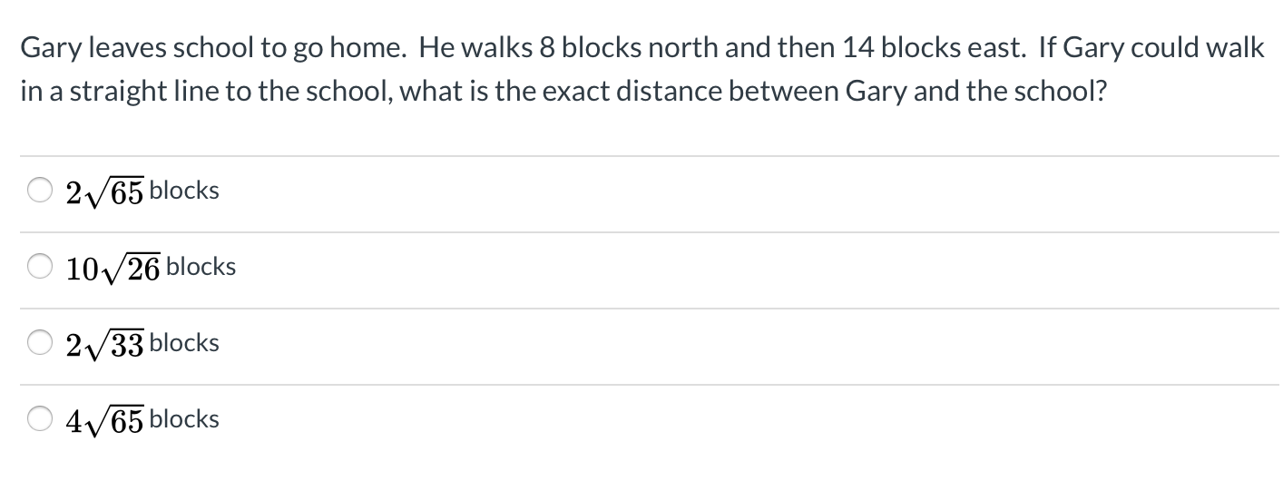 What is the exact length of EC? O 415 feet O V164