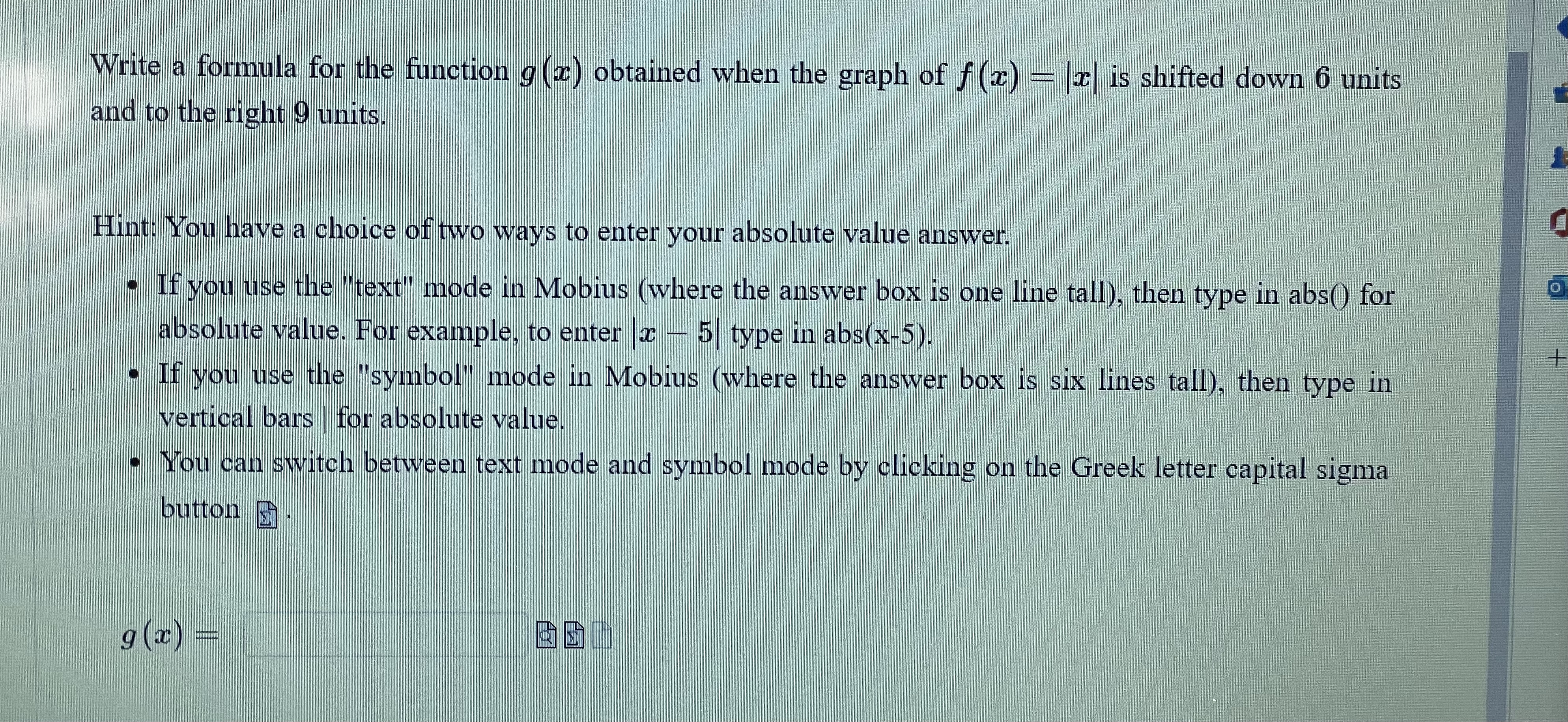  Write a formula for the function g (x) obtained when the