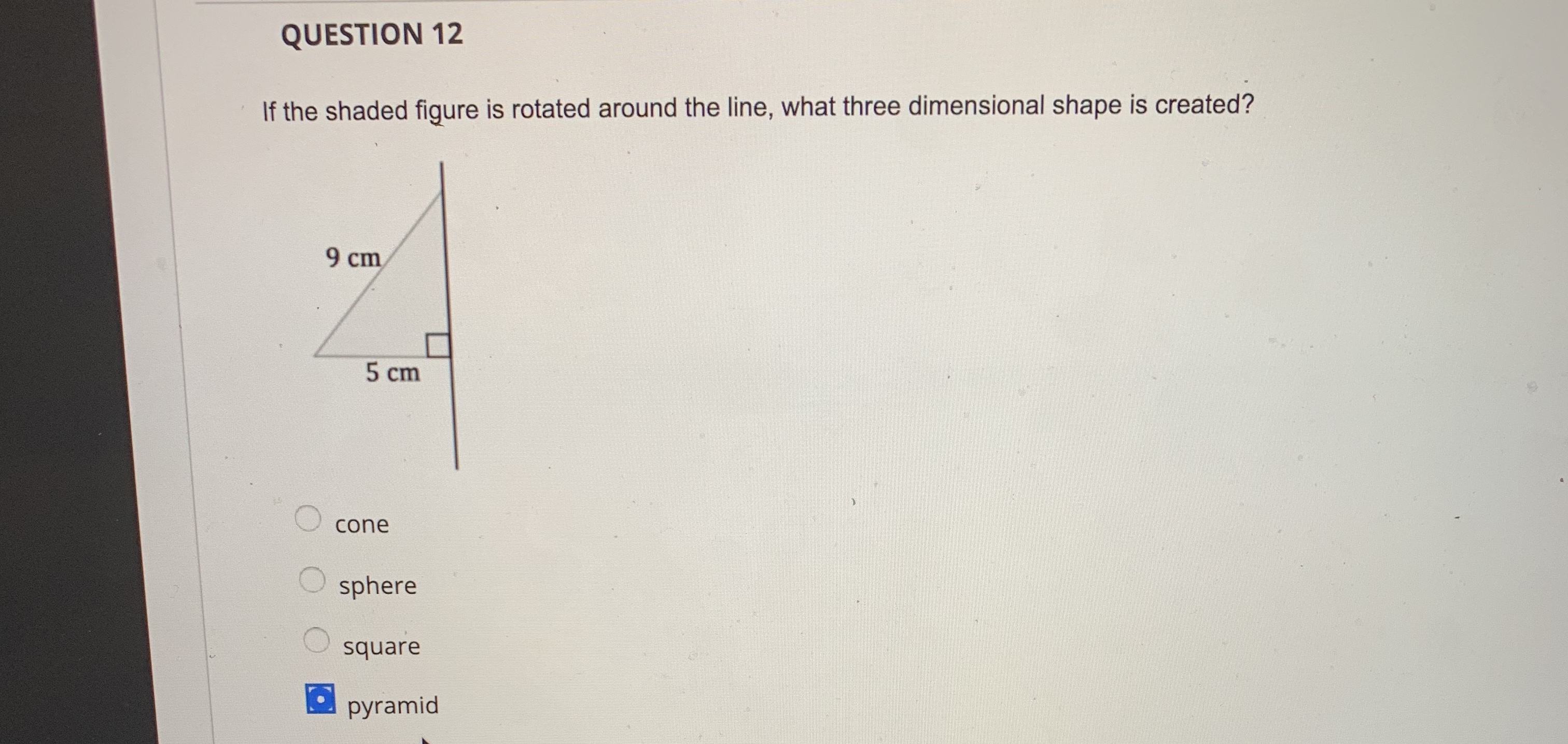 What is the shape of the two dimensional diagonal cross section of