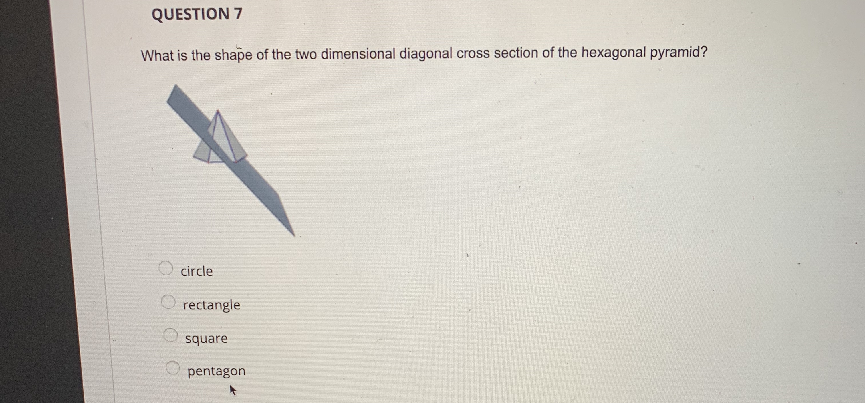 of the two dimensional diagonal cross section of the cone? ellipse circle