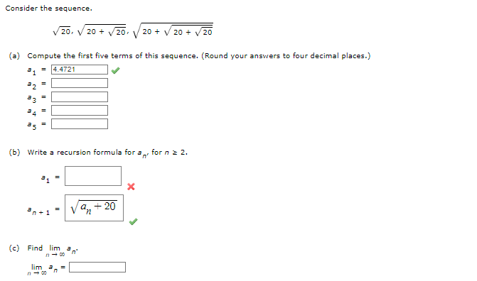  Consider the sequence. 20, V 20 + \\ 20 20 +
