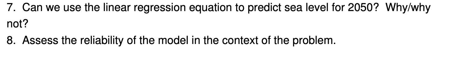  7. Can we use the linear regression equation to predict sea
