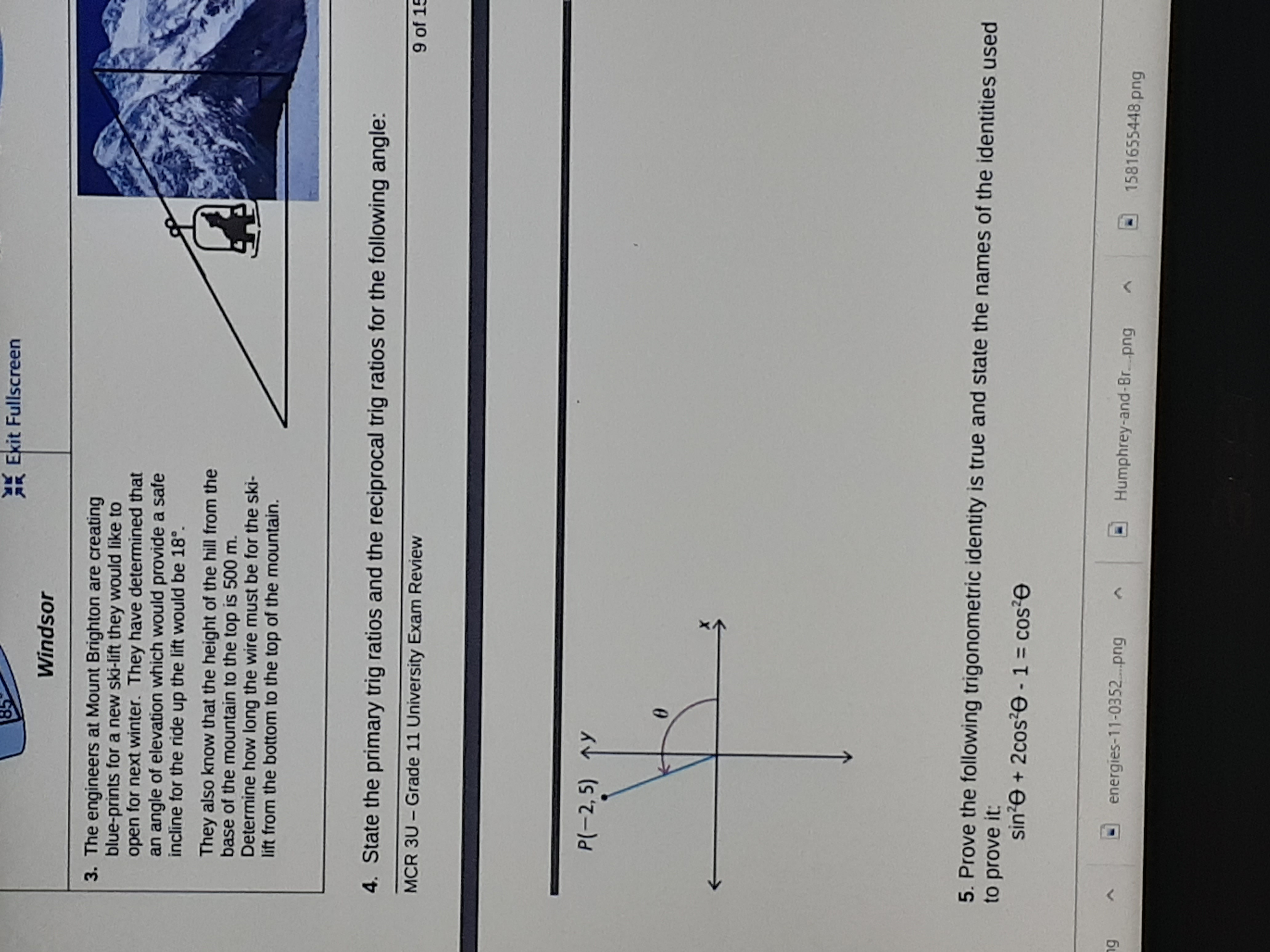 PIECE OF PAPER! 1. Solve for the missing side or angle using
