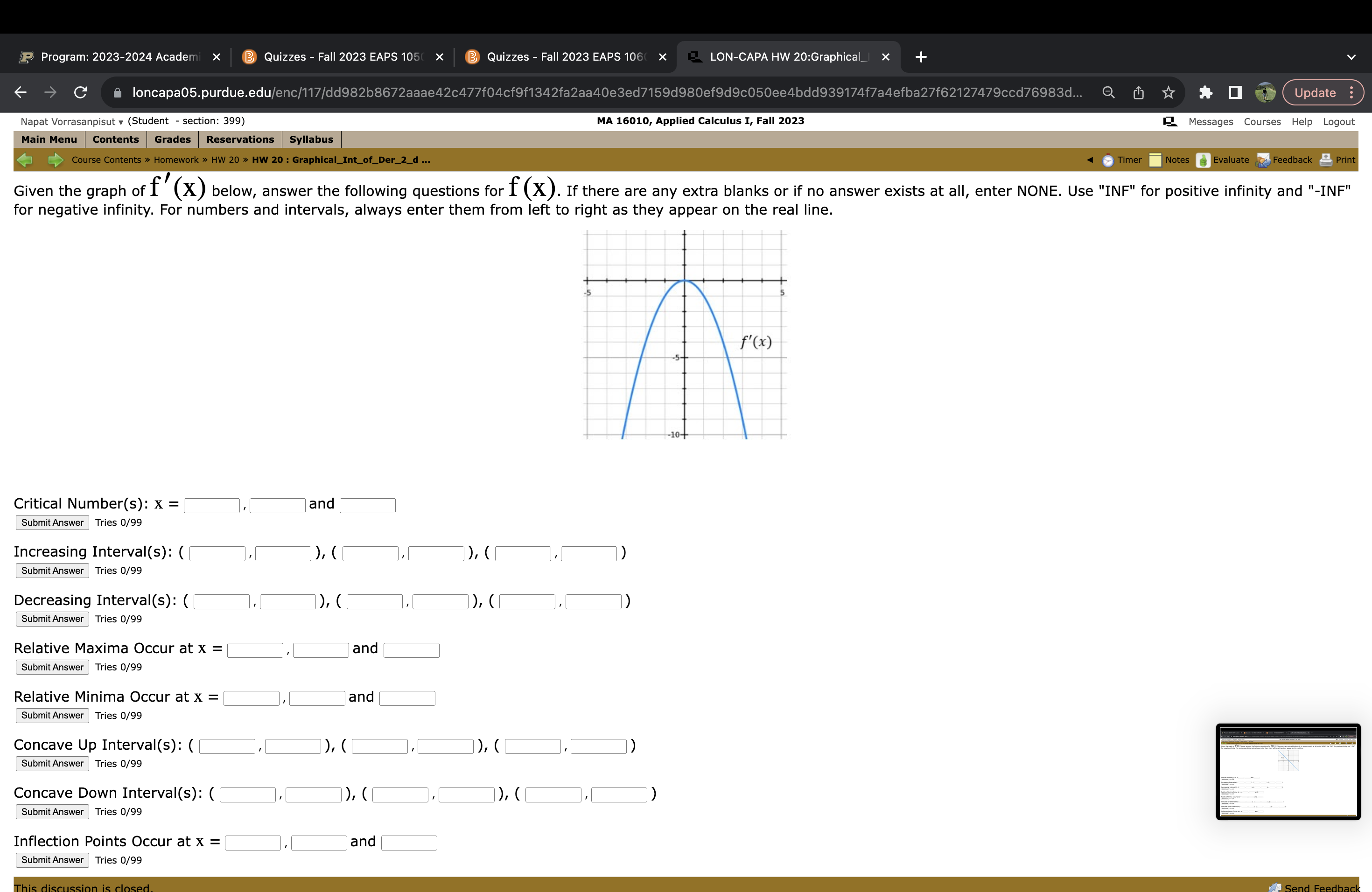 105( X Quizzes - Fall 2023 EAPS 106( X LON-CAPA HW 20:Graphical_|