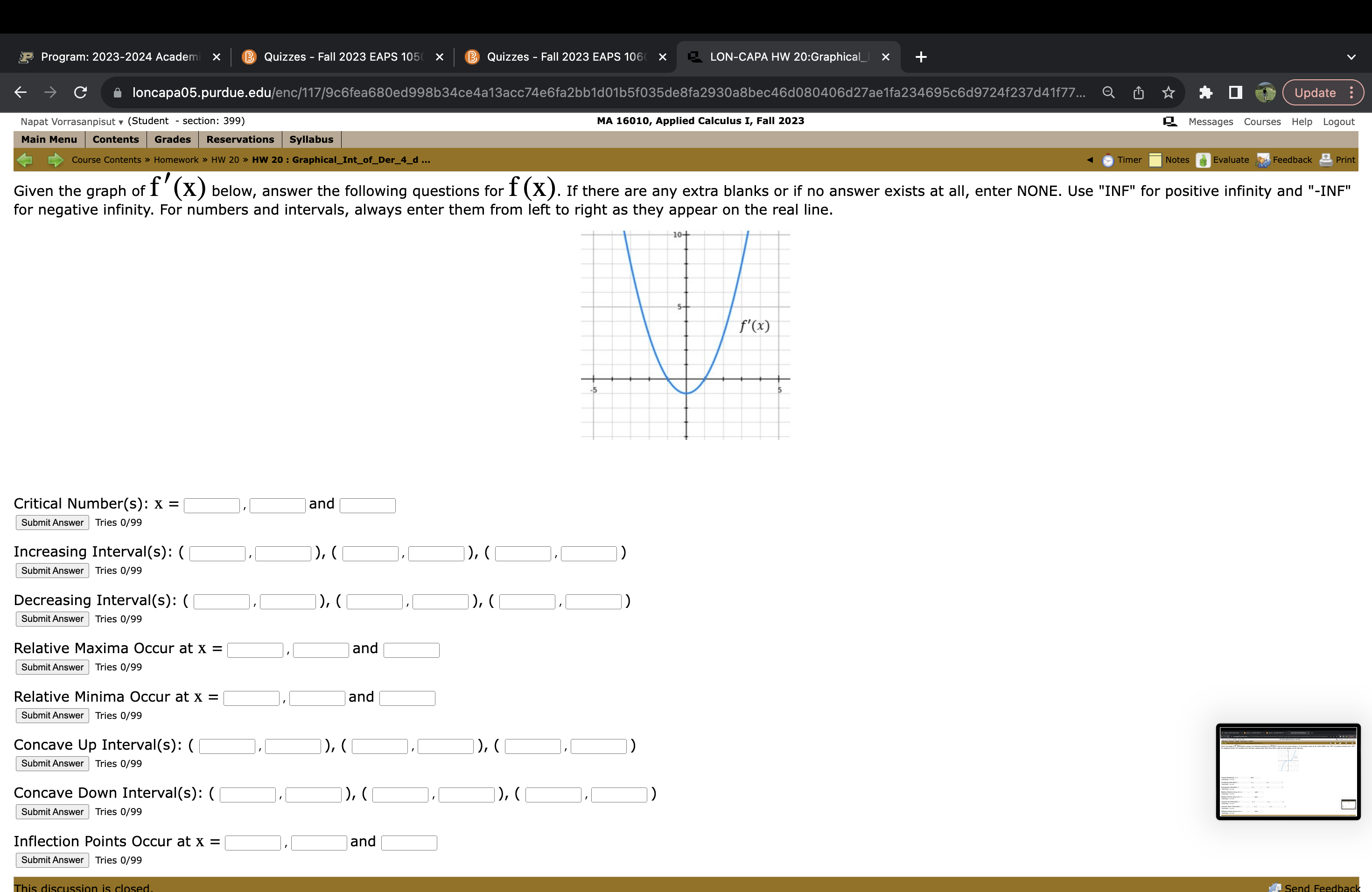 MA 16010, Applied Calculus I, Fall 2023 Messages Courses Help Logout Main