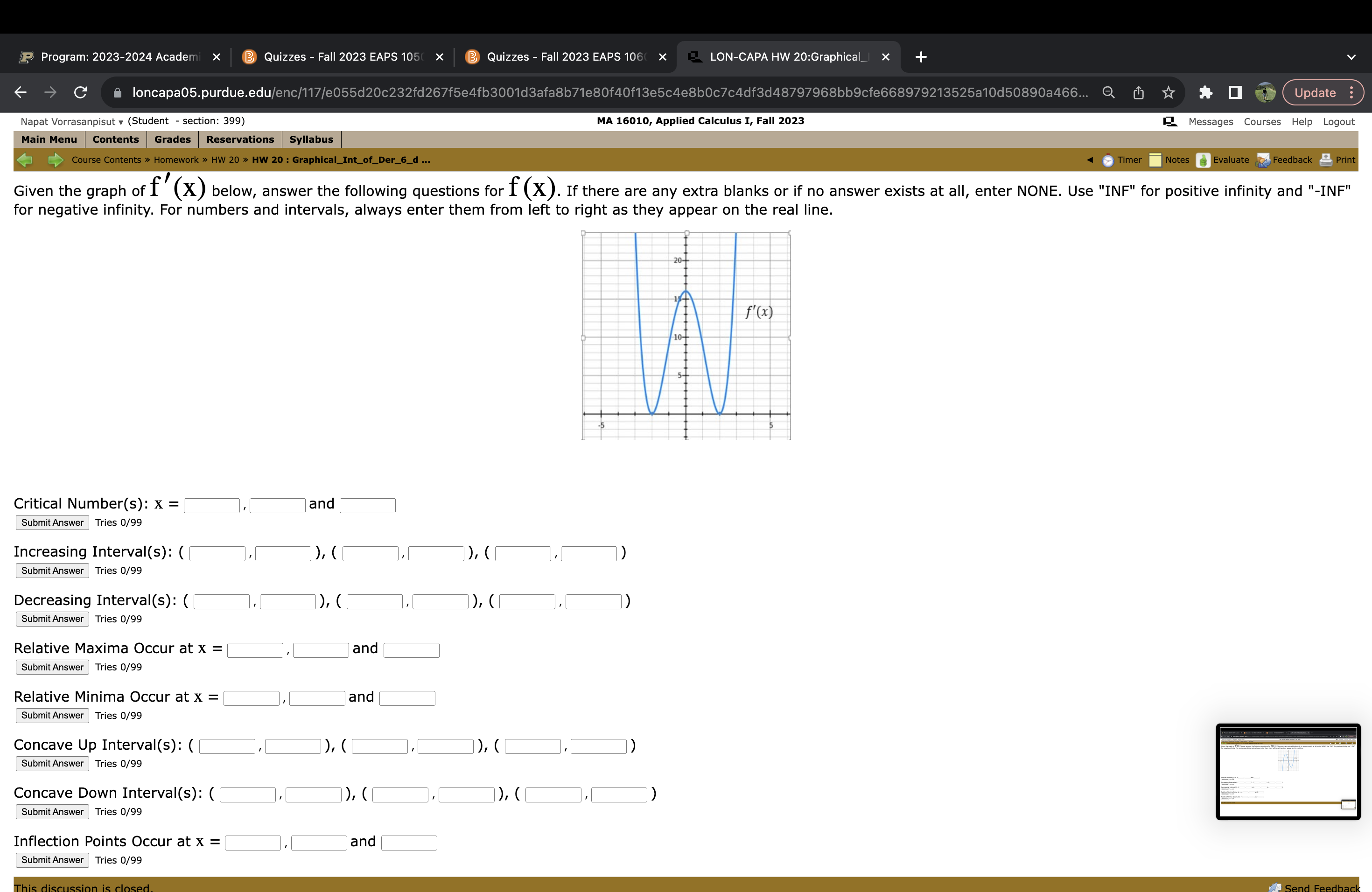 > HW 20 : Graphical_Int_of_Der_1_d .. Timer Notes Evaluate Feedback Print Given