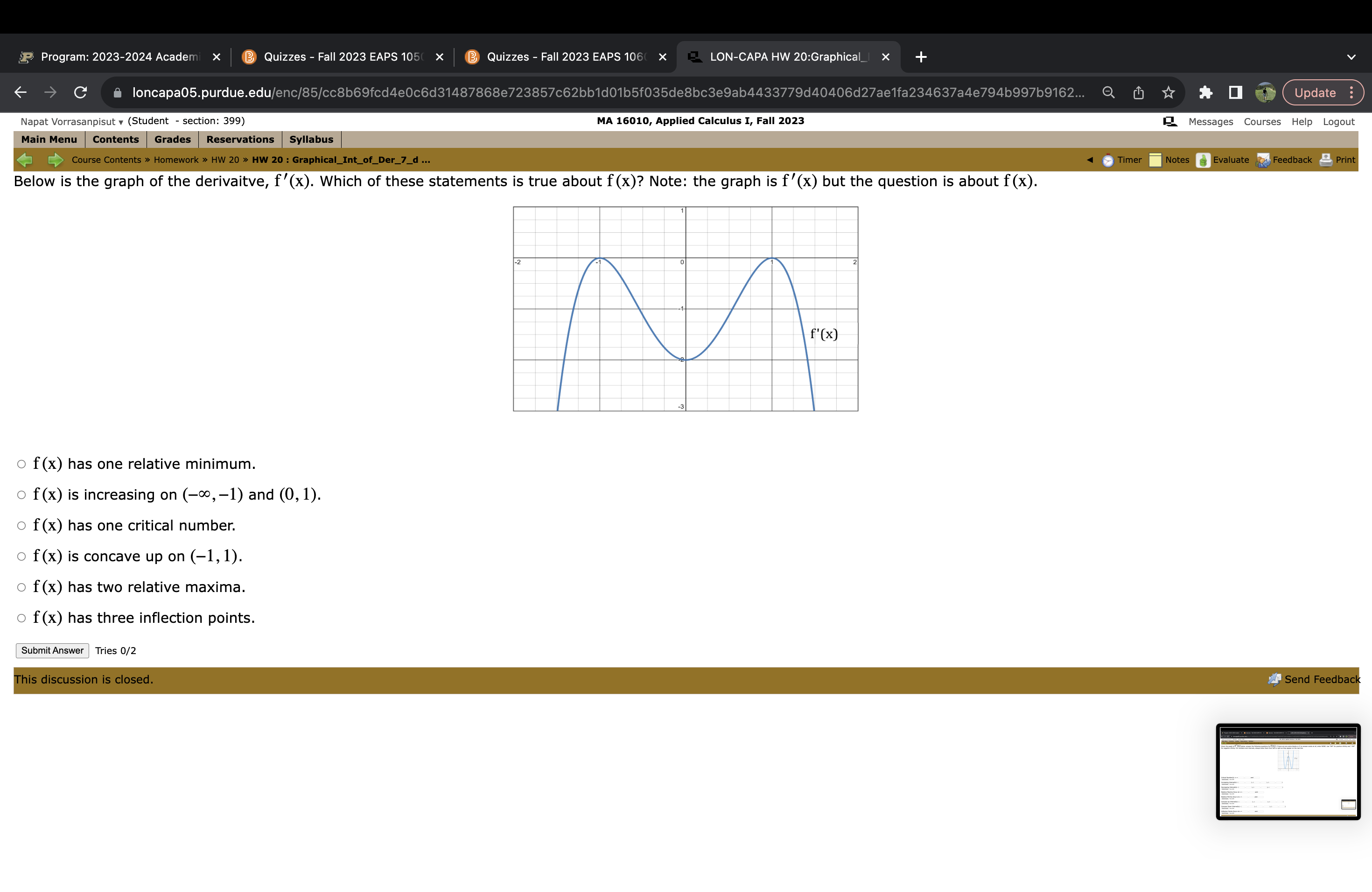 the graph of f (X) below, answer the following questions for I