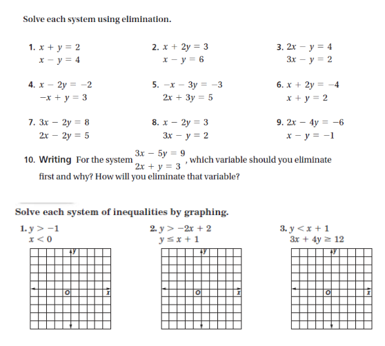  Solve each system using elimination. 1. xty = 2 2. x