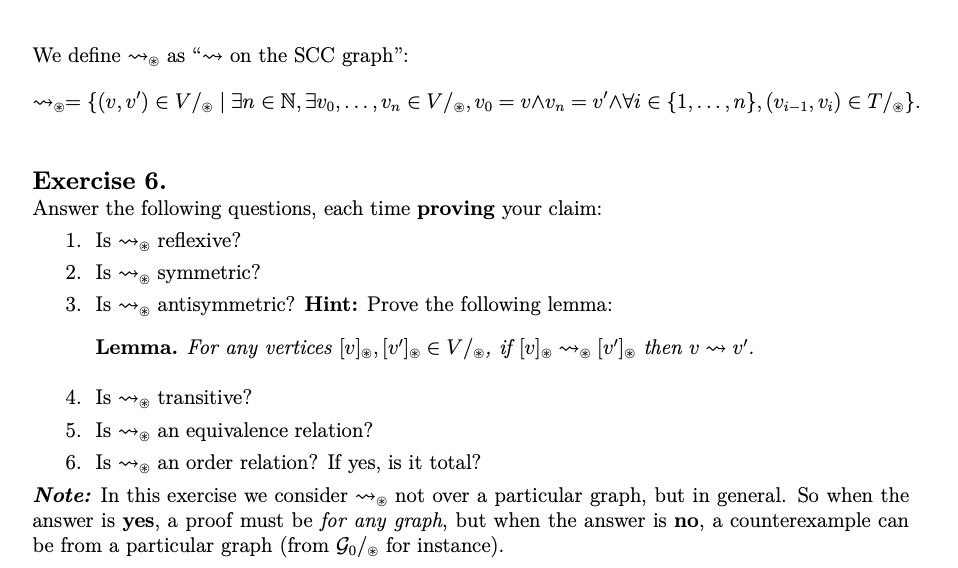 Intro to discrete math We define ~ as " on the SCC