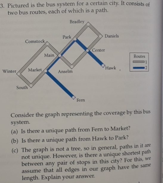 Answer this 3. Pictured is the bus system for a certain city.