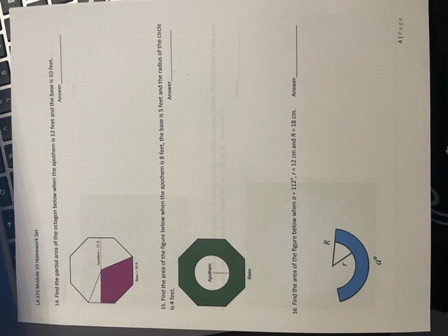 LA 271 Module 10 Homework Set 14. Find the partial area