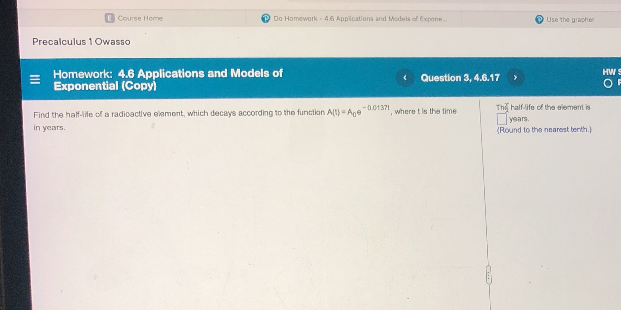  E Course Home Do Homework - 4.6 Applications and Models of