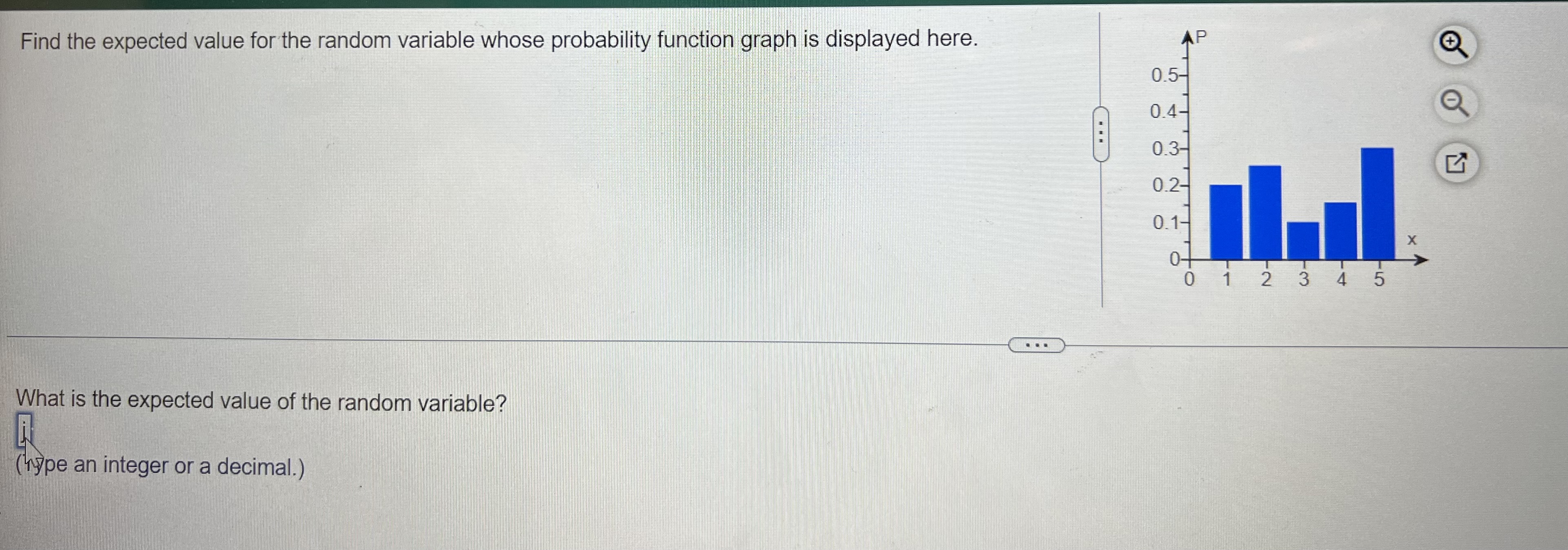  Find the expected value for the random variable whose probability function