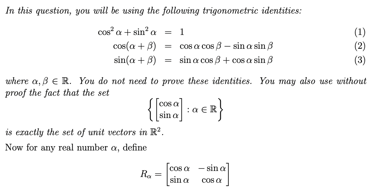 2 matrix. C (i) Show that there are real numbers un and