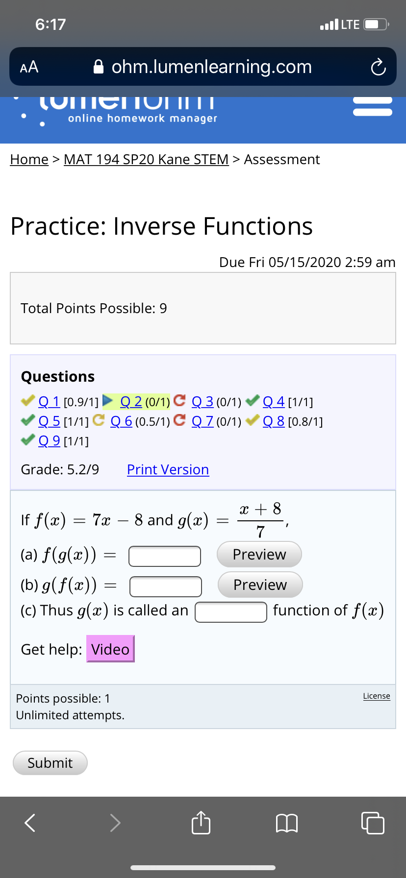[1/1] Q 3 [1/1] Q 4 [1/1] Q 5 [1/1] Q 6