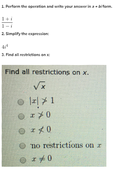 Please solve these three problems! 1. Perform the operation and write your