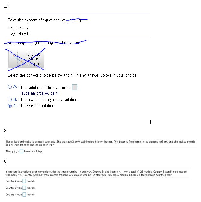 Need help with math exercise. Algebra MATH 122. I crossed out the