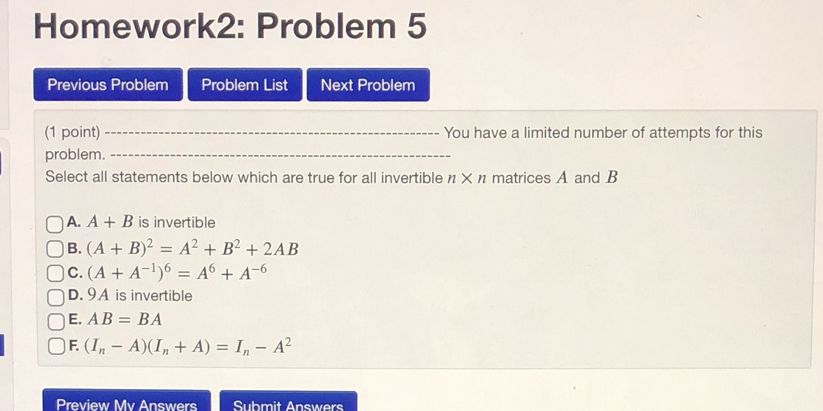 Homework2: Problem 5 Previous Problem Problem List Next Problem (1 point)