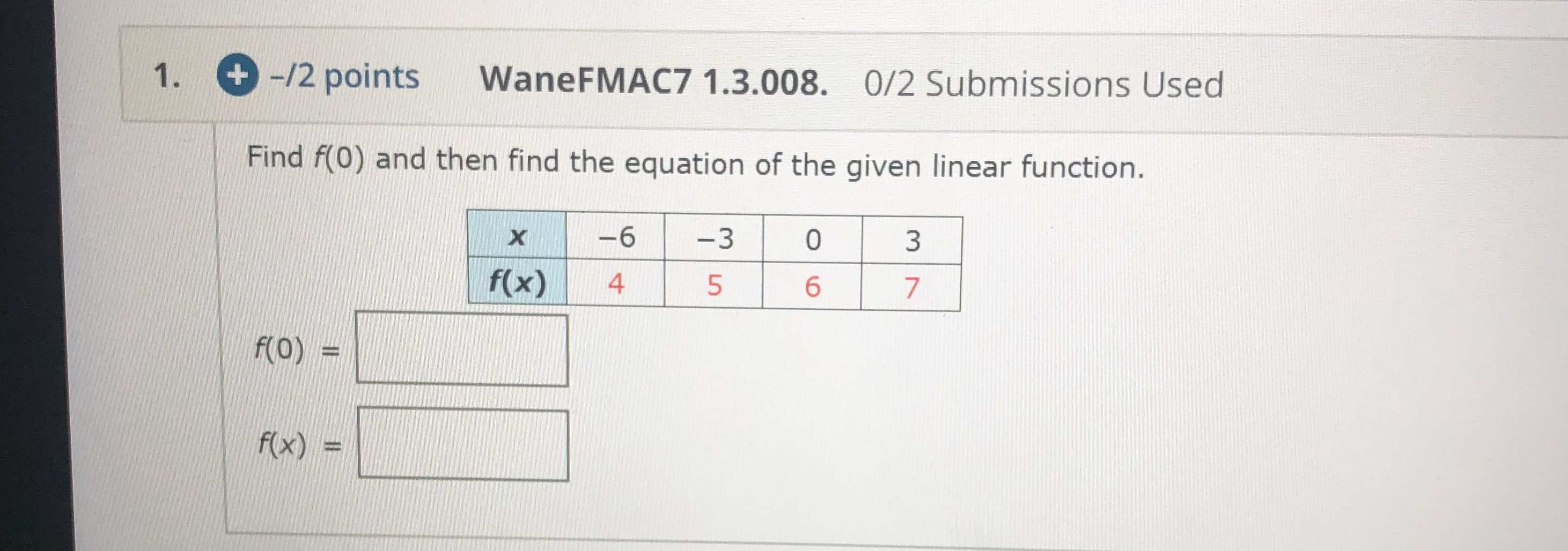 What are the steps in solving this? 1 . -/2 points WaneFMAC7