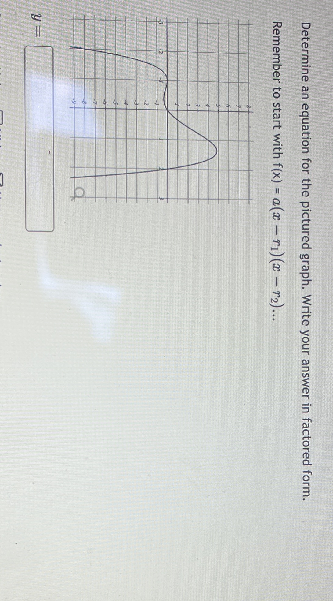 Determine an equation for the pictured graph. Write your answer in