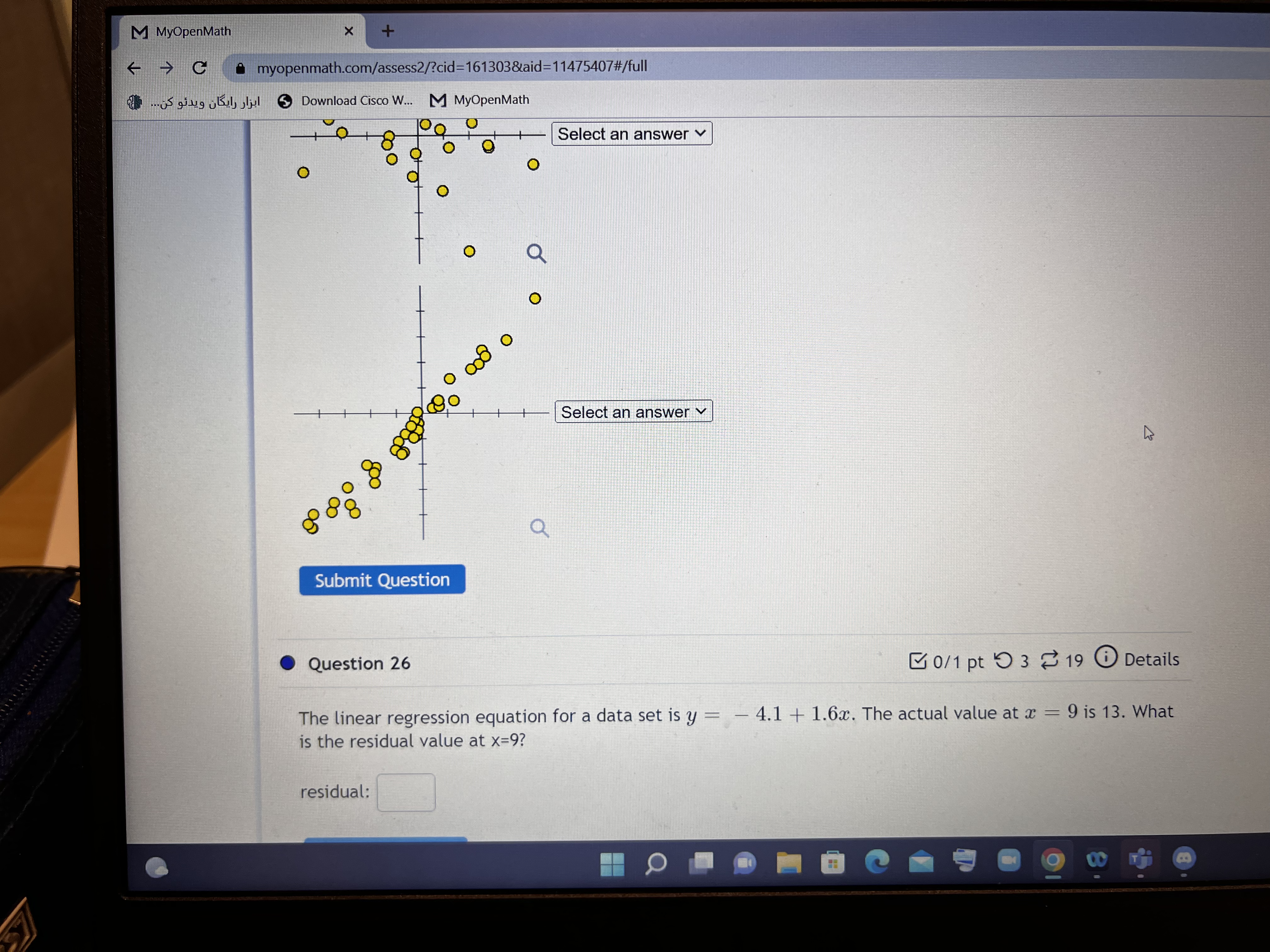 Cisco W... M MyOpenMath Question 25 0/1 pt 9 3 2 19
