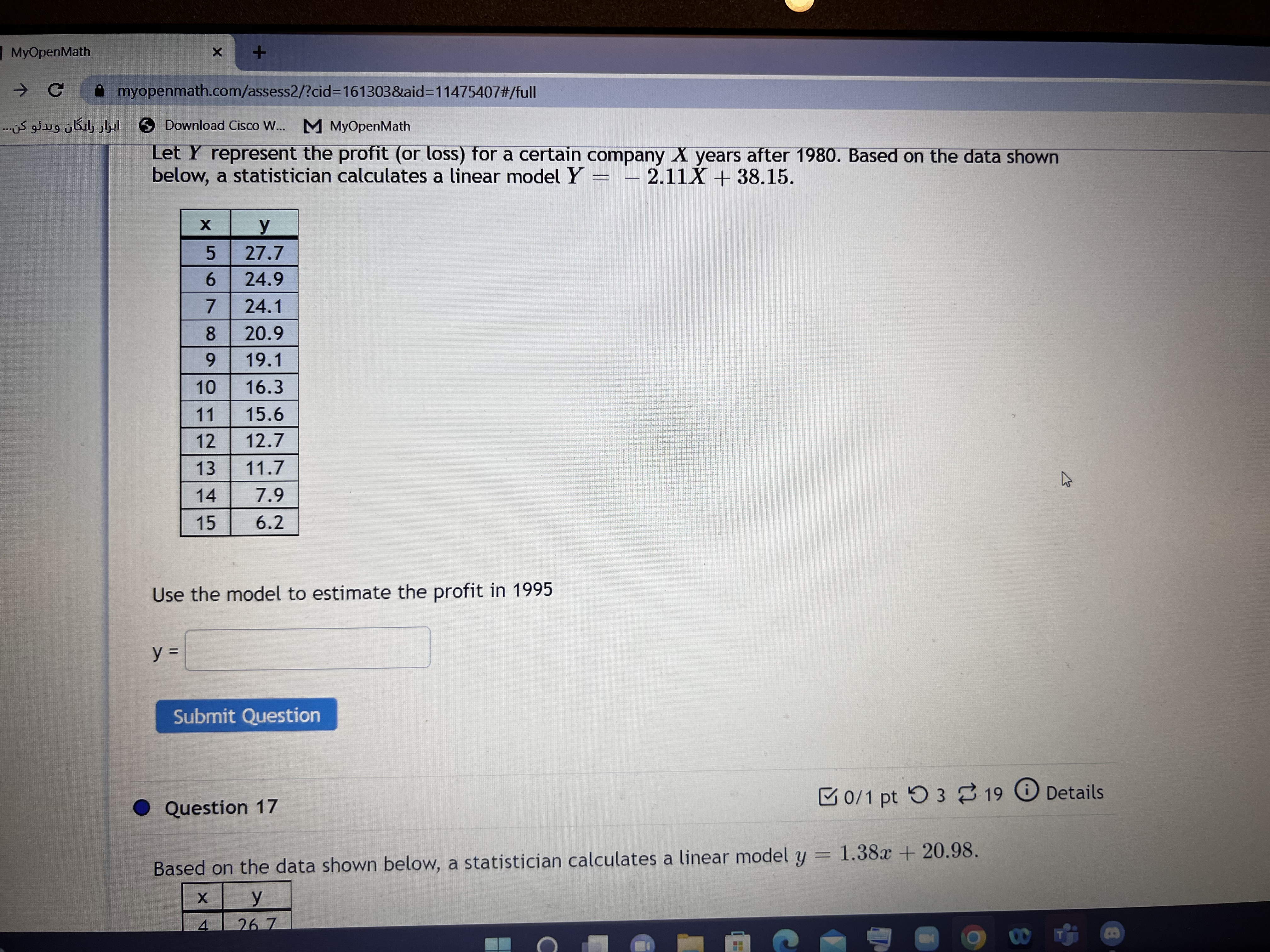 the average value for'y when :1: i I0 0 The value 33