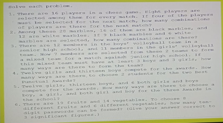Please solve the problems below: Solve each problem. 1 . There are