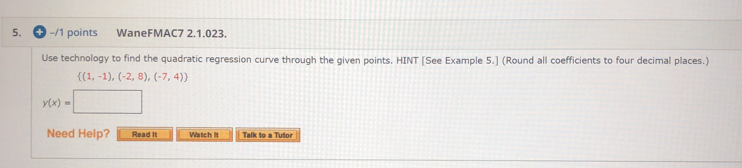 How do you solve this? 5 . + -/1 points WaneFMAC7 2.1.023.