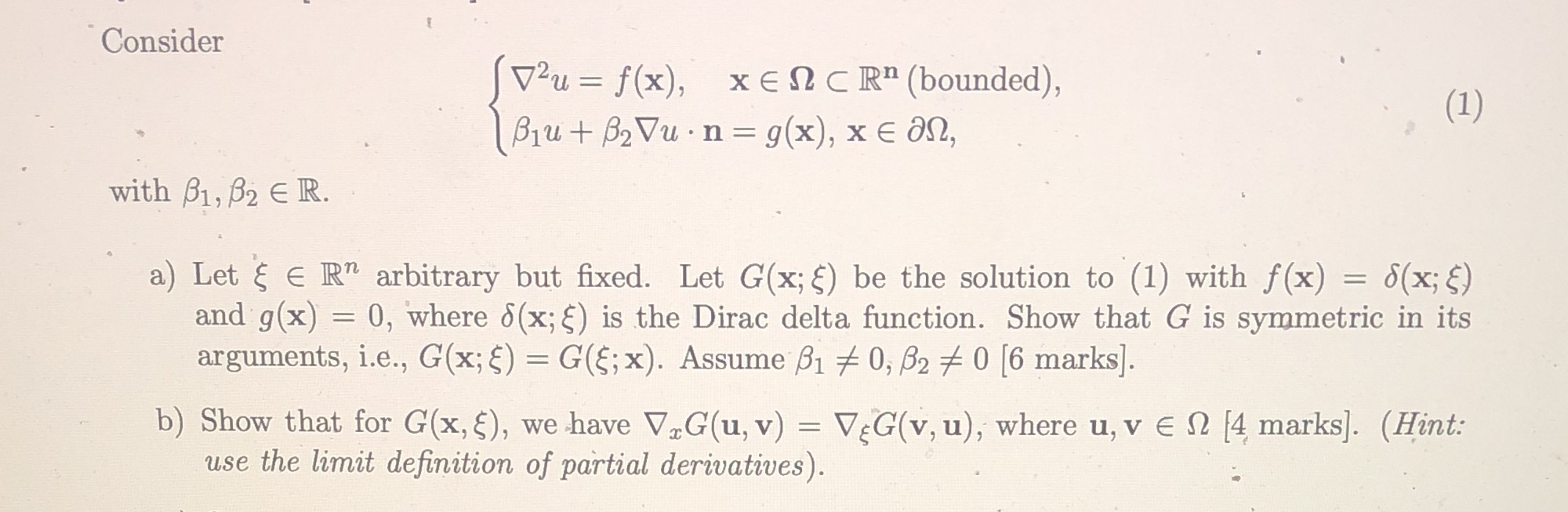  Consider V2u = f(x), xEQC R" (bounded), I Blu + B2