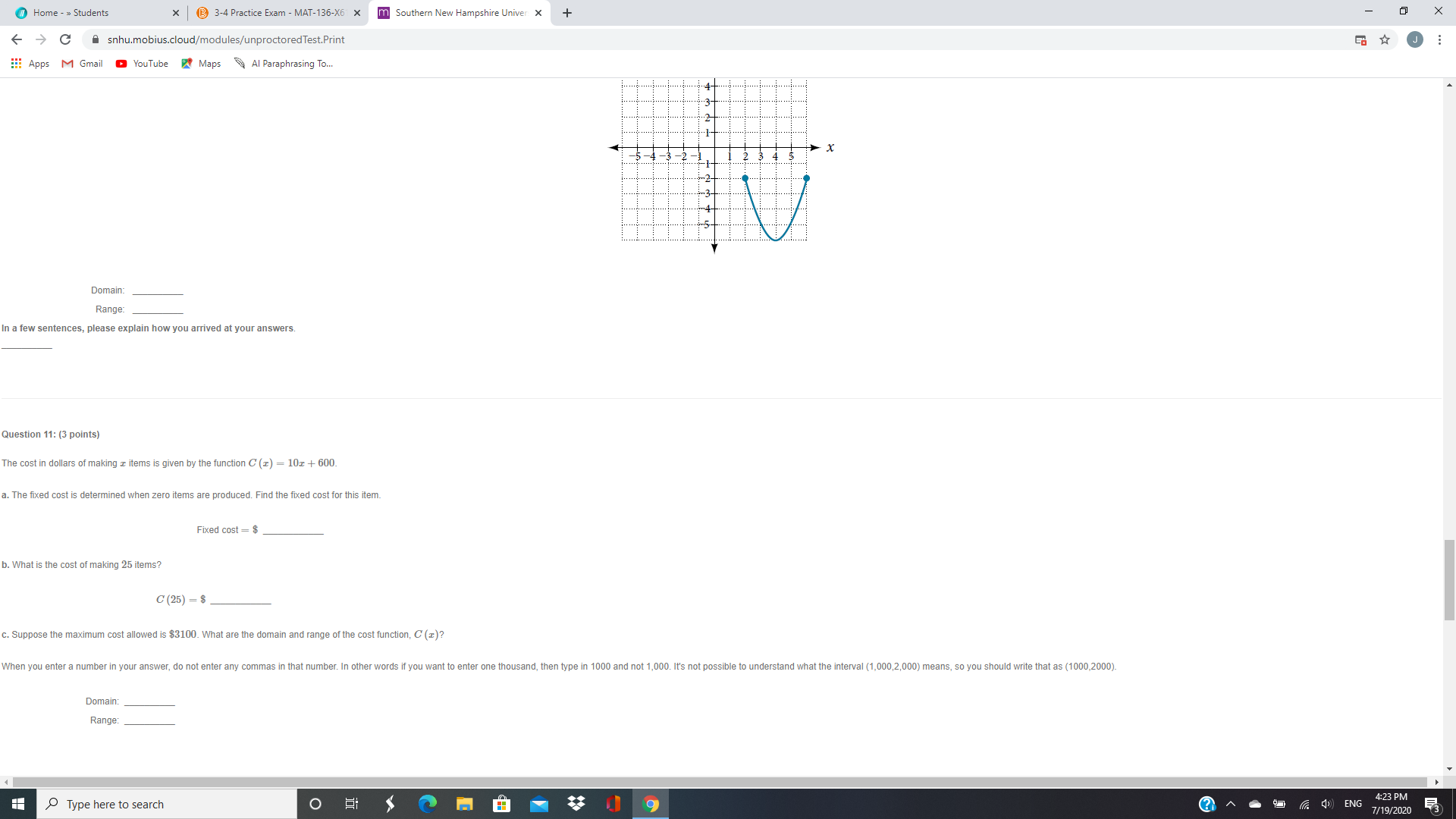 12: (3 points) Consider the graph of f shown in the figure