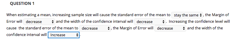 Each box needs to be "stay the same", "increase" or "decrease". Can
