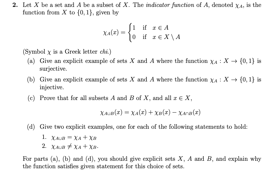 Let X be a set and A be a subset of X.