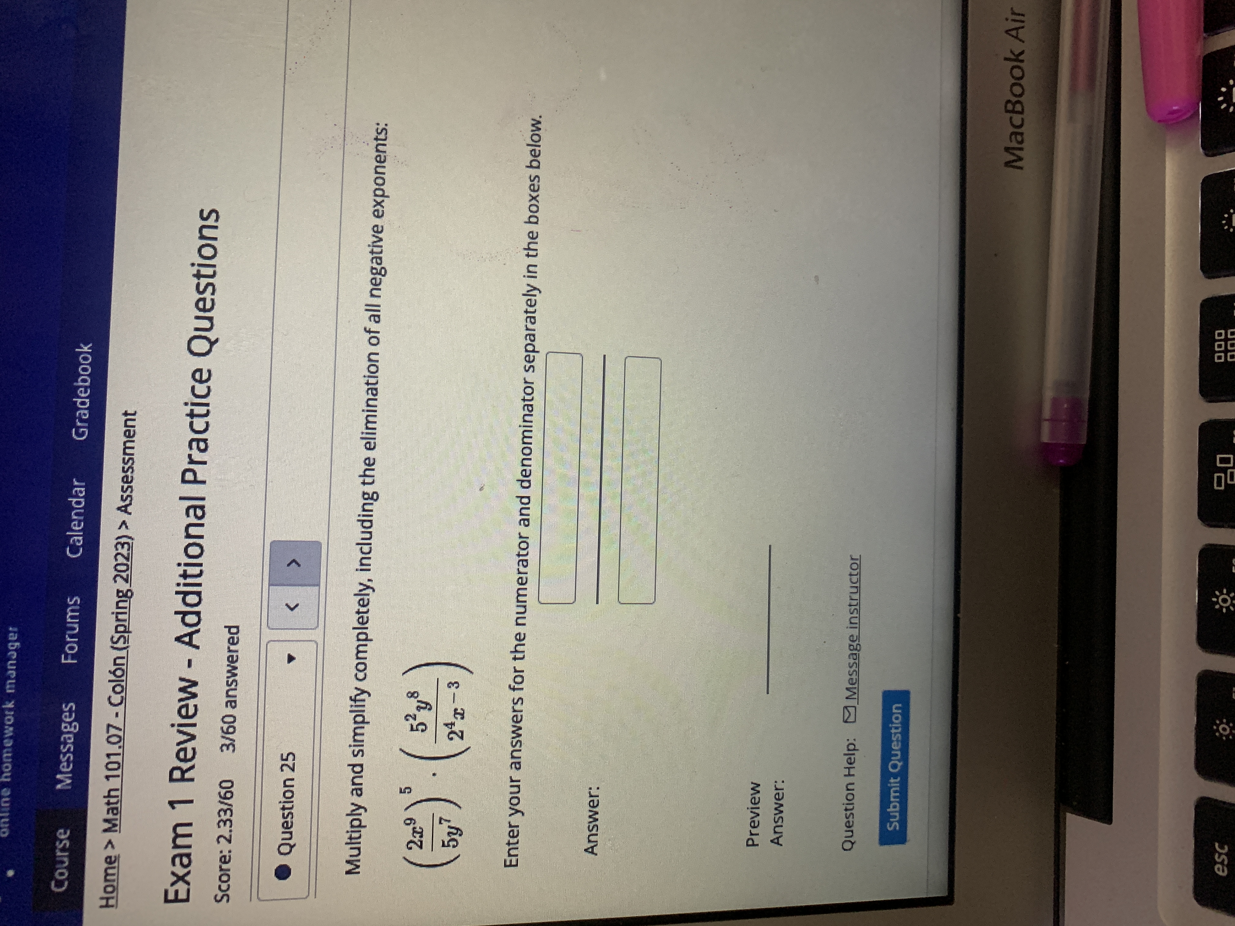 number. Equation C Question Help: Message instructor Submit Question MacBook Air esc