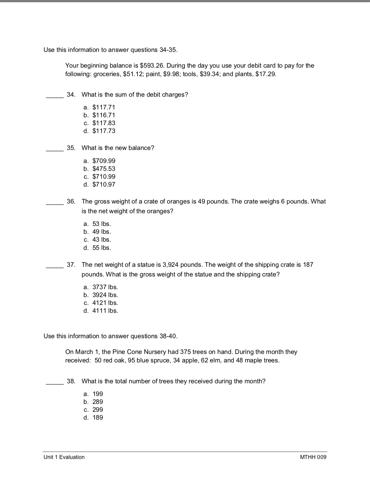 . 15 7 . What is the third horizontal sum ?" 2