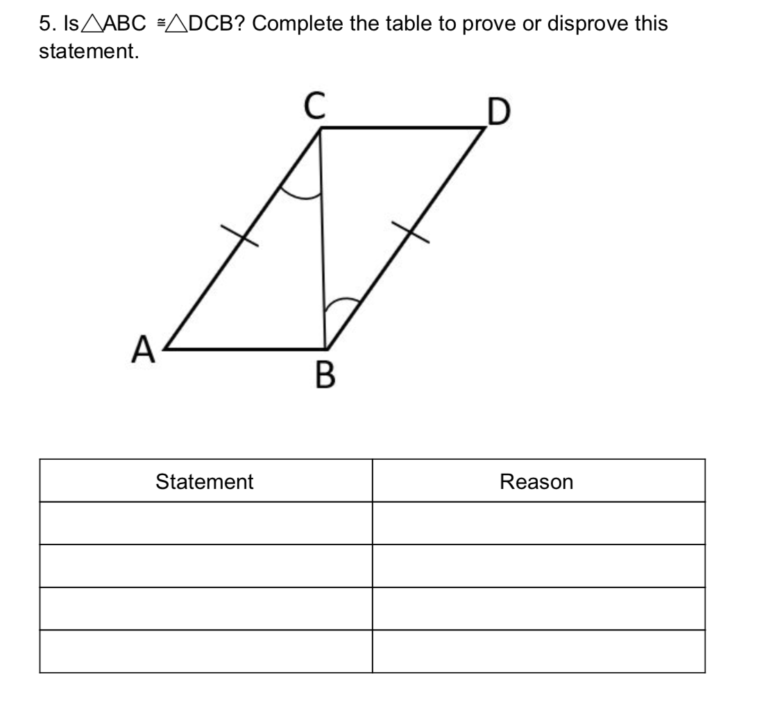Hello, I need help with the following. Compare the table to prove