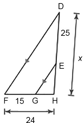 Solve forx.Question 3 options: A)45 B)38 C)42 D)40 D 25 X E