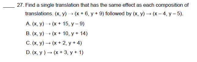  27. Find a single translation that has the same effect as